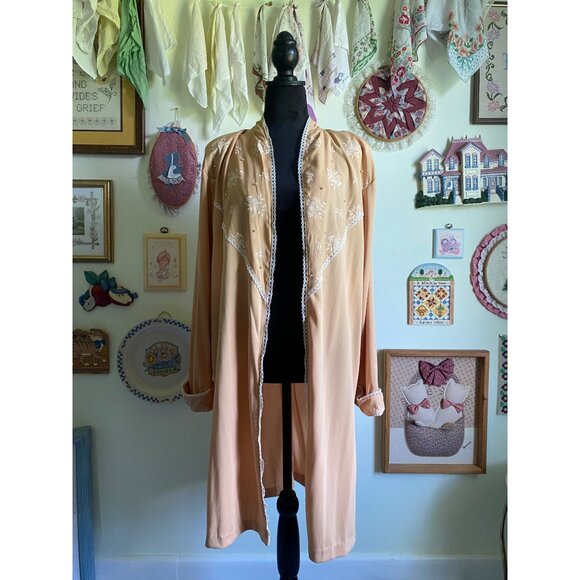 80's vintage Lacy After Noon coquette boho floral patchwork duster - Picture 3 of 8